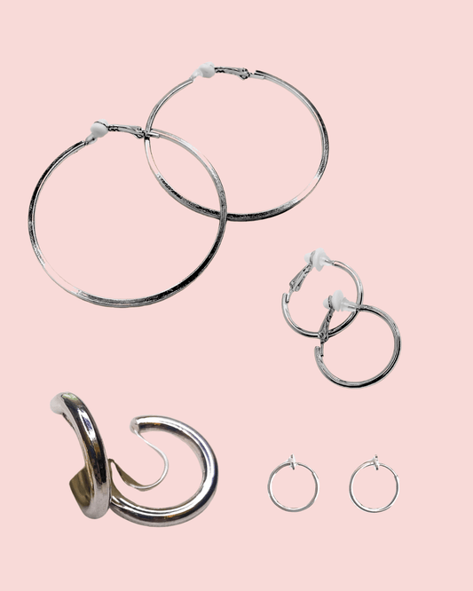 Hoops earparty set L - Zilverkleurig - Klipoorbellen.comKlipoorbellen